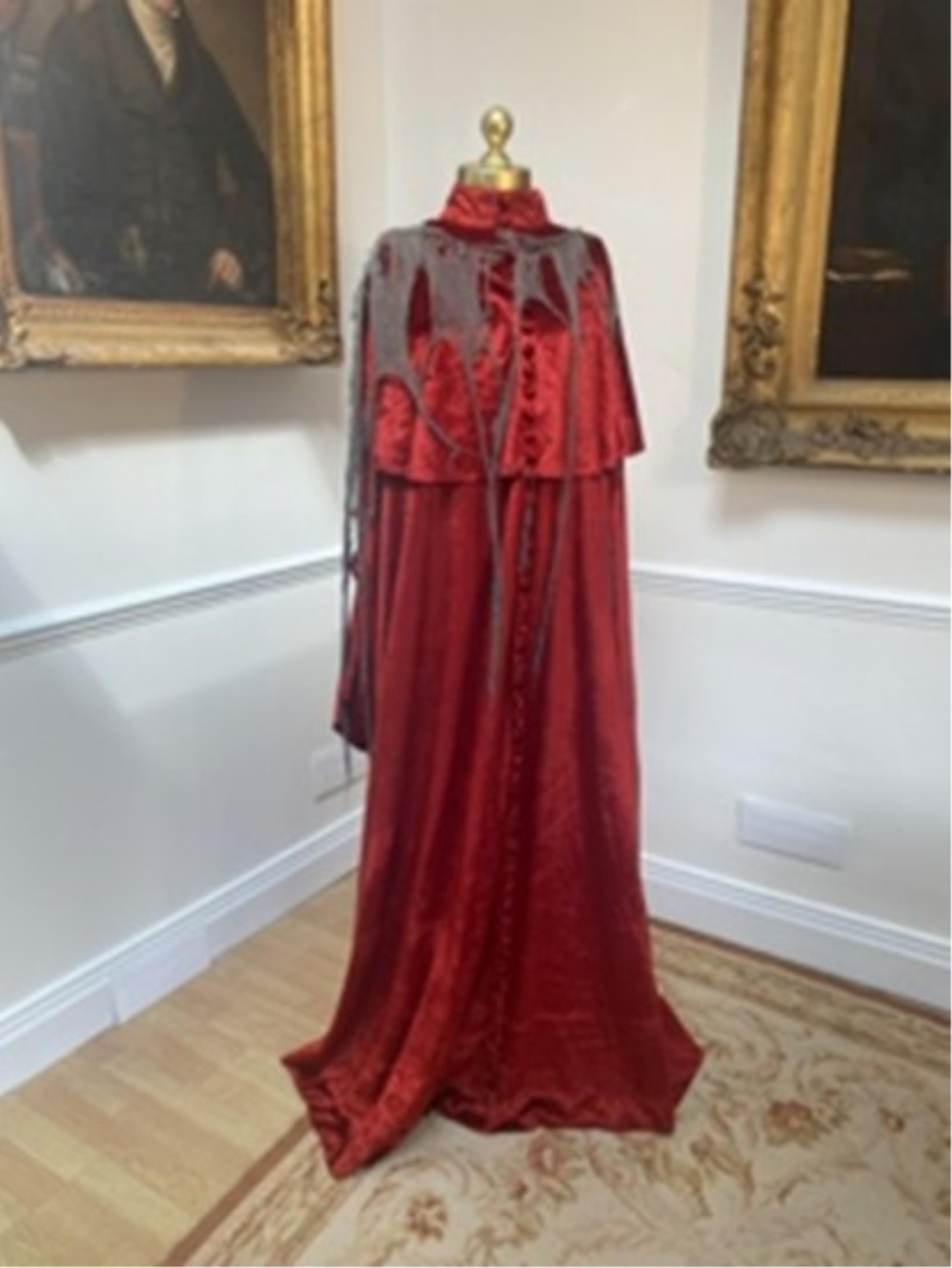 A Cardinal’s robe in red velvet with cobweb decorations (marked Royal Opera House – Faust 1992)